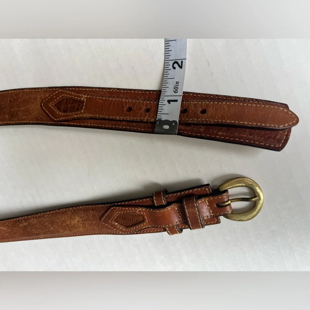 Classic Men’s Brown Leather Solid Brass Buckle Ranger Belt Style